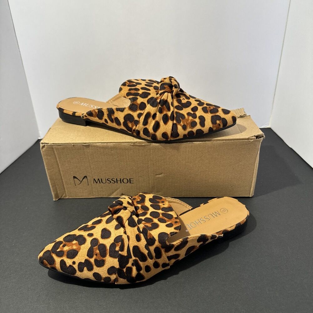 Musshoe Womens‎ Size 9 Leopard Print Loafers Comfortable Shoes Memory Foam